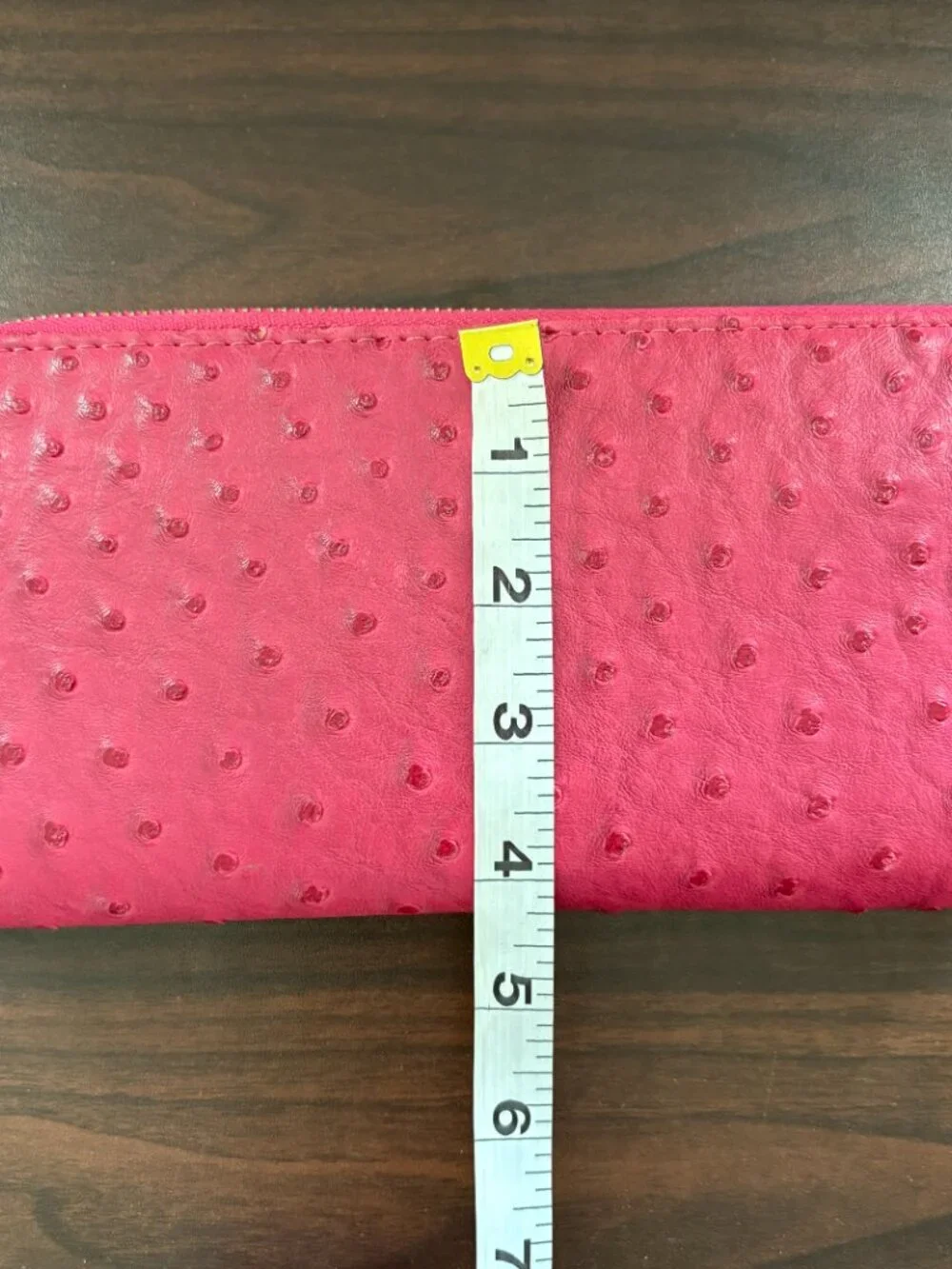 Fuchsia Ostrich Leather Continental Zip Wallet Gold Hardware Barbiecore